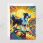 キュートシュレアルスケートボードコ縁どリー ポストカード (正面/裏面)