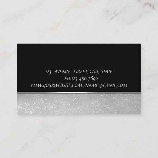 キュートシルバーエレガントグリッターカップケーキウィスク 名刺 (裏面)