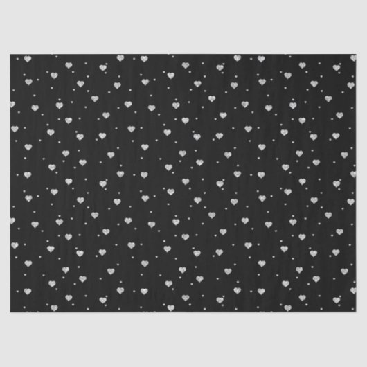 キュートシルバーグリッターバレンタインハートパターン 薄葉紙 (正面)