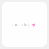 キュートシルバーピンク多くのラブピンクハート文字 スクエアシール (正面)