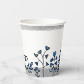 キュートシルバーブルーフローラ名前をカスタムするベビーシャワー 紙コップ (裏面)