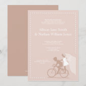 キュートシルバー自転車カップル結婚式招待状 招待状 (正面/裏面)