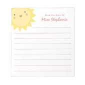 キュートシンプルな先生の机からのサンシャイン ノートパッド (正面)