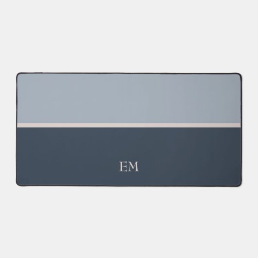 キュートシンプルイニシャルモダンモノグラムブルー デスクマット (正面)