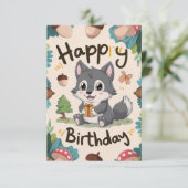 キュートシンプルウルフデジタル誕生日 カード (スタンド正面)