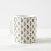 キュートシンプルスタイルセージ緑&ベージュボホ川 コーヒーマグカップ (正面左)