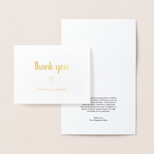 キュートシンプルハート結婚の感謝金ゴールド 箔カード (ディスプレー)