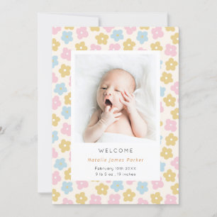 キュートシンプルフローラレインボー水カラー誕生 案内状