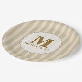 キュートシンプルブラウンストライプのミニマルシンプルリスト ペーパープレート (アングル)