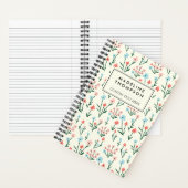 キュートシンプルボタニカルピンクブルーフラワーフローラ ノートブック (内側)