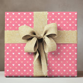 キュートシンプルモダンハートラブピーチホワイトピンク ラッピングペーパー