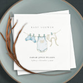 キュートシンプル男の赤ちゃんブルー物干しベビーシャワー スタンダードカクテルナプキン