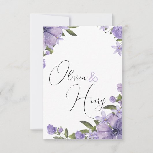 キュートシンプル結婚式招待状紫と白 招待状 (正面)
