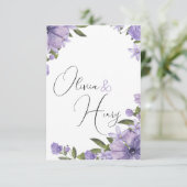 キュートシンプル結婚式招待状紫と白 招待状 (スタンド正面)