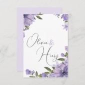 キュートシンプル結婚式招待状紫と白 招待状 (正面/裏面)