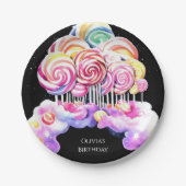 キュートシンプル誕生日キャンディランド ペーパープレート (正面)