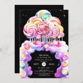 キュートシンプル誕生日キャンディランド 招待状 (正面/裏面)