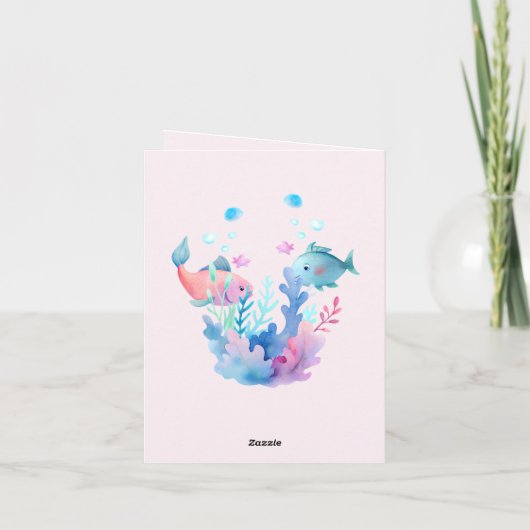 キュートシーアニマルズマーメイドテーマハッピーバースデー カード (裏面)