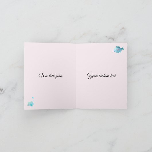 キュートシーアニマルズマーメイドテーマハッピーバースデー カード (内部)