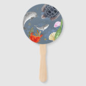 キュートシーアニマル子供の誕生日パーティーブルー ハンドファン (裏面)