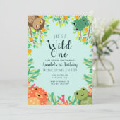 キュートシーアンドスワンプアニマル子供の誕生日招待状 招待状 (スタンド正面)