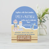キュートシーオッターズカートゥーンビーチ結婚式招待状 招待状 (スタンド正面)