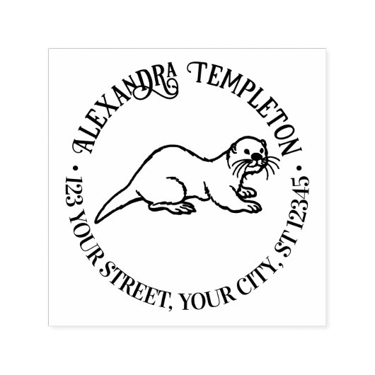 キュートシーオッターラウンドネーム差出人住所 セルフインキングスタンプ (デザイン)