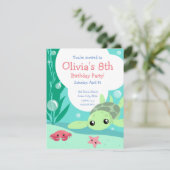 キュートシーカメ誕生日招待状 招待状 (スタンド正面)