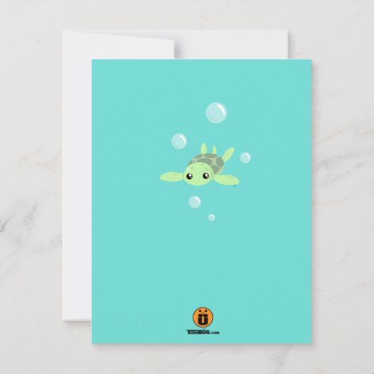 キュートシーカメ誕生日招待状 招待状 (裏面)