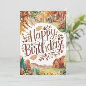 キュートシーカラフルズンオータム秋ハッピーバースデー カード (スタンド正面)