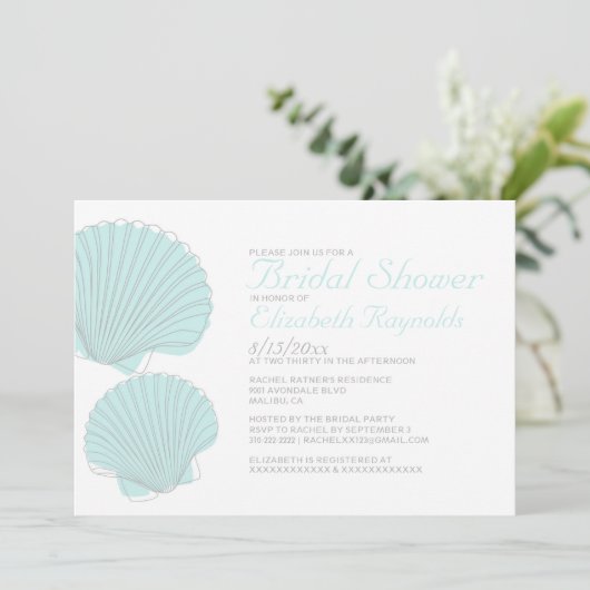 キュートシーシェルズデスティネーションブライダルシャワー招待状 招待状 (スタンド正面)
