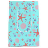 キュートシーシェルヒトデ沿岸夏海ビーチ ミディアムペーパーバッグ (裏面)