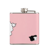 キュートシープイラストレーション白黒オン赤面 フラスク (裏面)