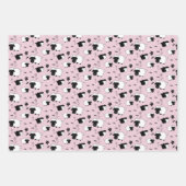 キュートシープイラストレーション白黒、赤面、緑 ラッピングペーパーシート (正面2)