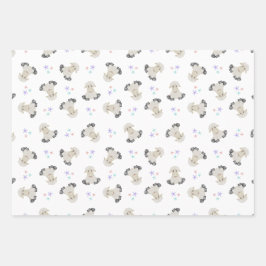 キュートシープキッズファームアニマルズ納屋周囲の庭誕生日 ラッピングペーパーシート