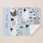 キュートシープパステルブルーカラーミニマルパーソナライズされた シェルパブランケット (正面(横))