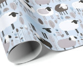 キュートシープパステルブルーカラーミニマル ラッピングペーパー (ロールコーナー)