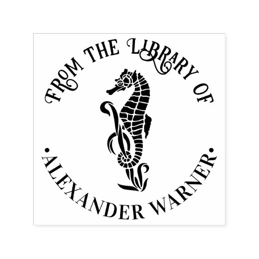 キュートシーホース海ビーチテーマ図書室 セルフインキングスタンプ (デザイン)