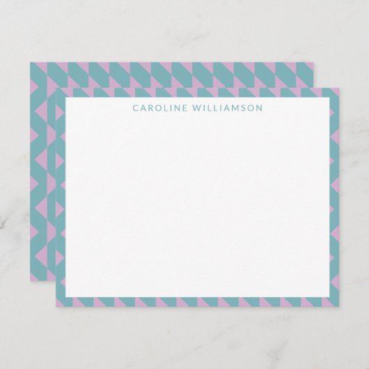キュートジモダンオメトリックパステルブルーパーソナライズされた  ノートカード (正面/裏面)