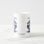 キュートジャスト野鳥観察ブルージェイ ボーンチャイナマグカップ (正面)