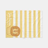 キュートジャパーソナライズされたングルライオンコージーイエローストライプ フリースブランケット (正面(横))