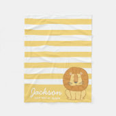 キュートジャパーソナライズされたングルライオンコージーイエローストライプ フリースブランケット (正面)