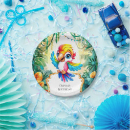 キュートジャングルオウム誕生日 ペーパープレート