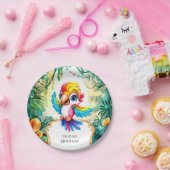 キュートジャングルオウム誕生日 ペーパープレート (パーティー)