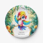 キュートジャングルオウム誕生日 ペーパープレート (正面)