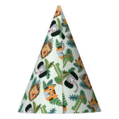 キュートジャングルサファリオンタイガーエレファント誕生日 パーティーハット (裏面)