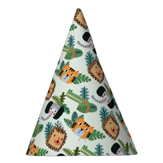 キュートジャングルサファリオンタイガーエレファント誕生日 パーティーハット (右)