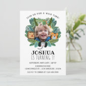 キュートジャングルサファリオンタイガーエレファント誕生日 招待状 (スタンド正面)