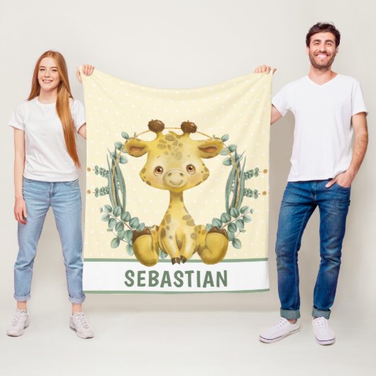 キュートジャングルサファリキリンベビー子供部屋 フリースブランケット (インサイチュ)