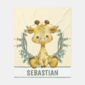 キュートジャングルサファリキリンベビー子供部屋 フリースブランケット (正面)